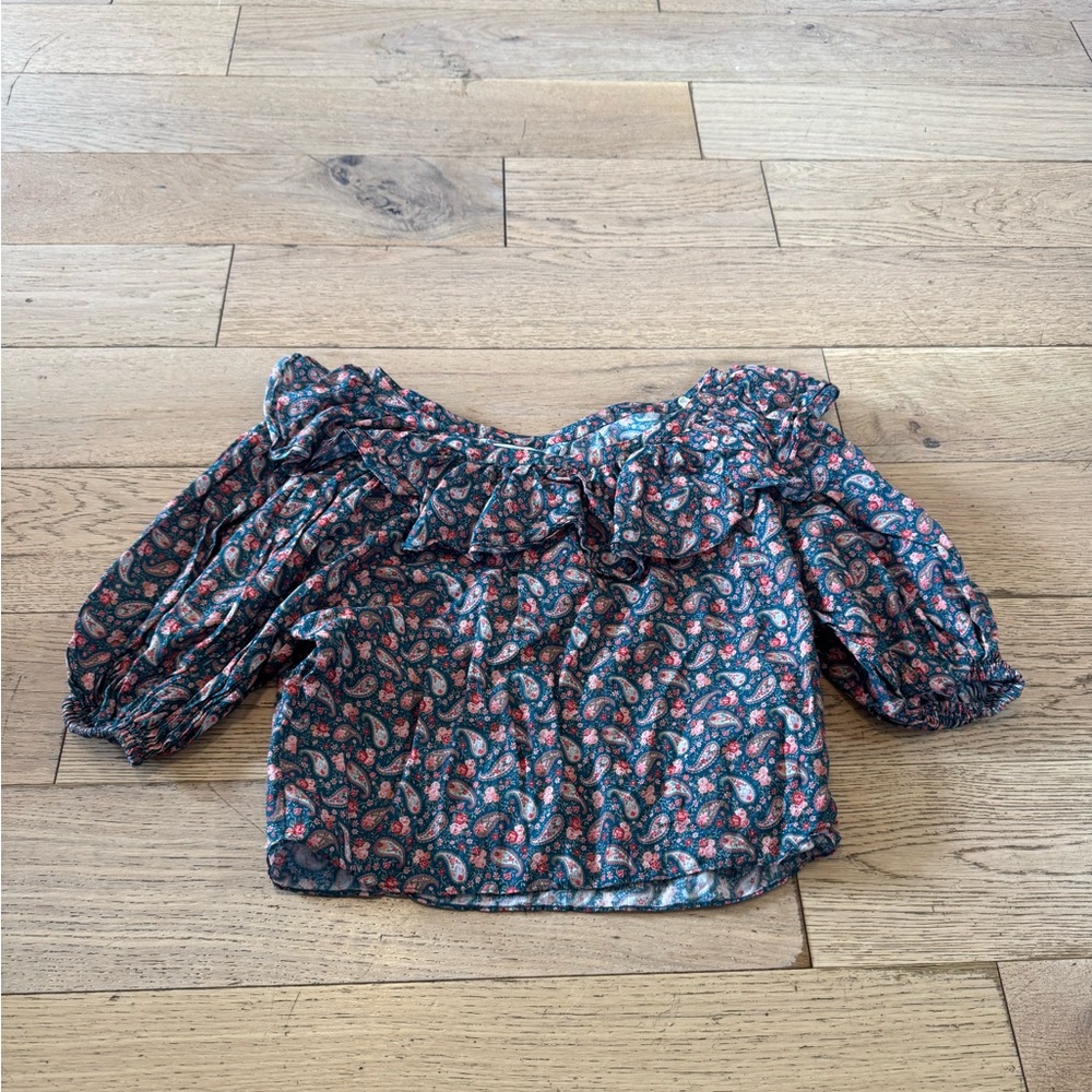 Doen Floral Ruffle Blouse - Black and Pink - Picture 2 of 15